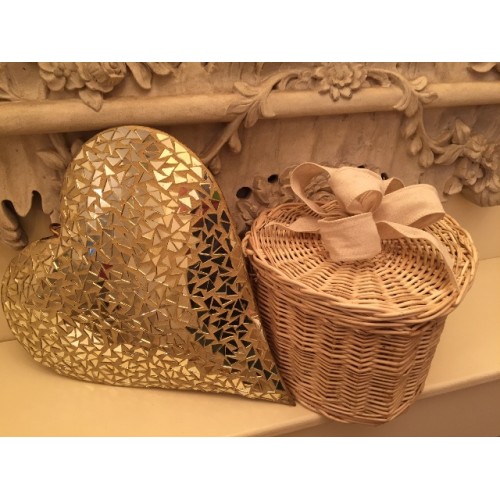 Autumn Gold Creamy White Wicker Willow Heart Shape Cremation Ashes Urn – Eternal Bow Bronze Hessian
